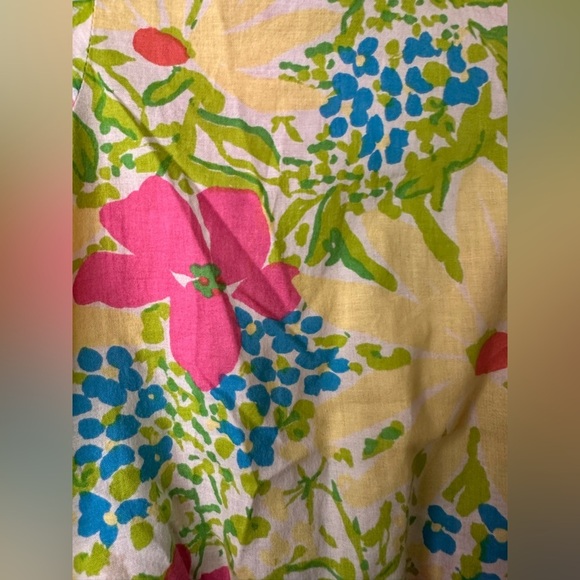 Lilly Pulitzer MD Blue Eyed Girl Print Roll Tab Shirt Shirt Dress Tropical Beach - Picture 5 of 7